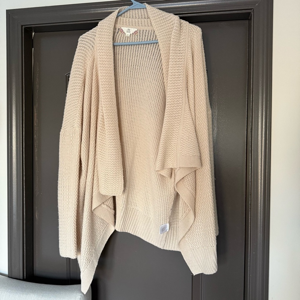 Pink Rose (dry goods) oversized open front knit tan beige neutral cardigan